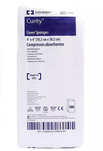 Cardinal Health 1792 - Nonwoven Sponge Curity™ Nonwoven Cellulose 4-Ply 4 X 4 Inch Square NonSterile