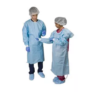 Cardinal Health DP5001G - ChemoPlus Poly-Coated Impervious Open Back Gown Large, Light Blue