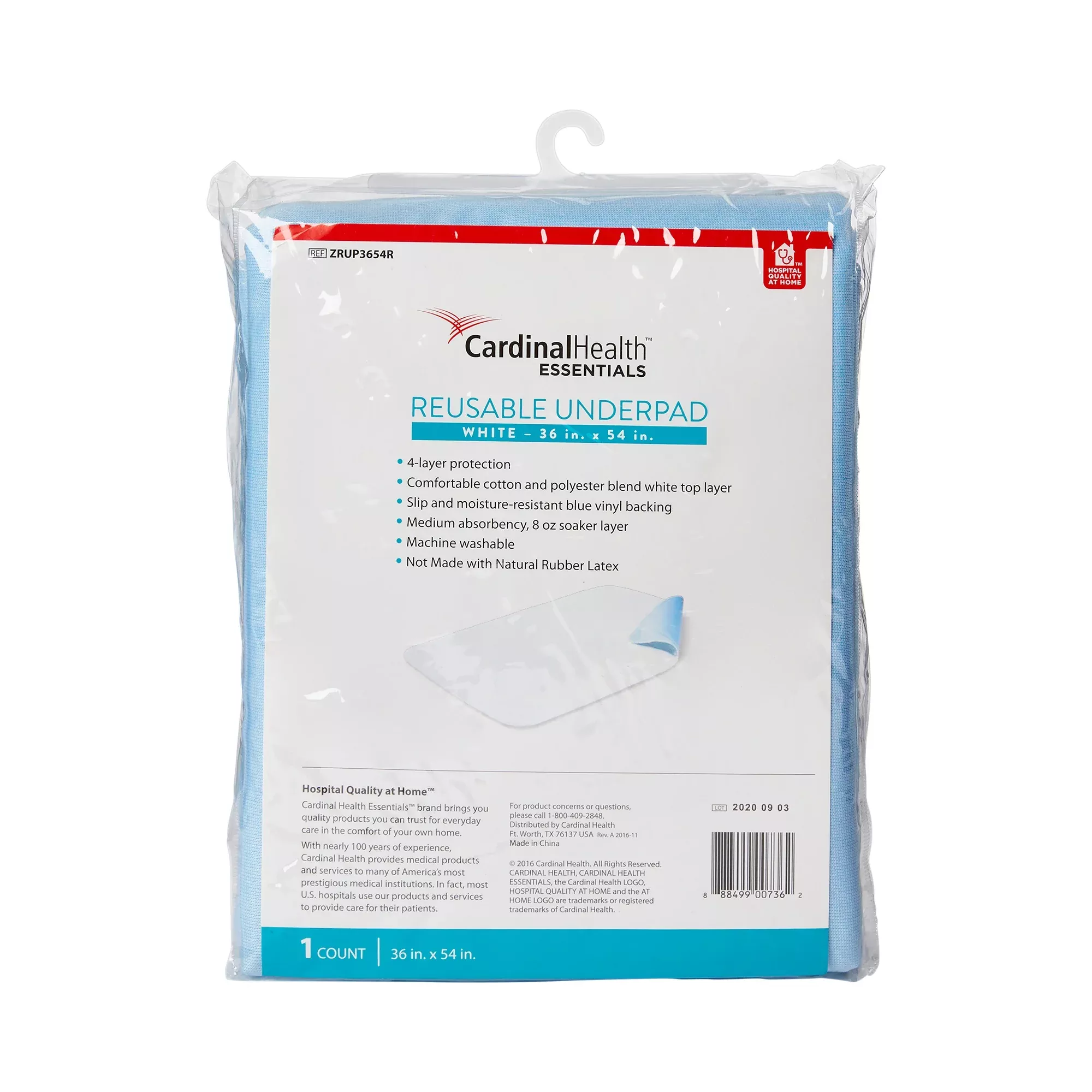 Cardinal Health Essentials Reusable Underpad 36" X 54"- 1 Each
