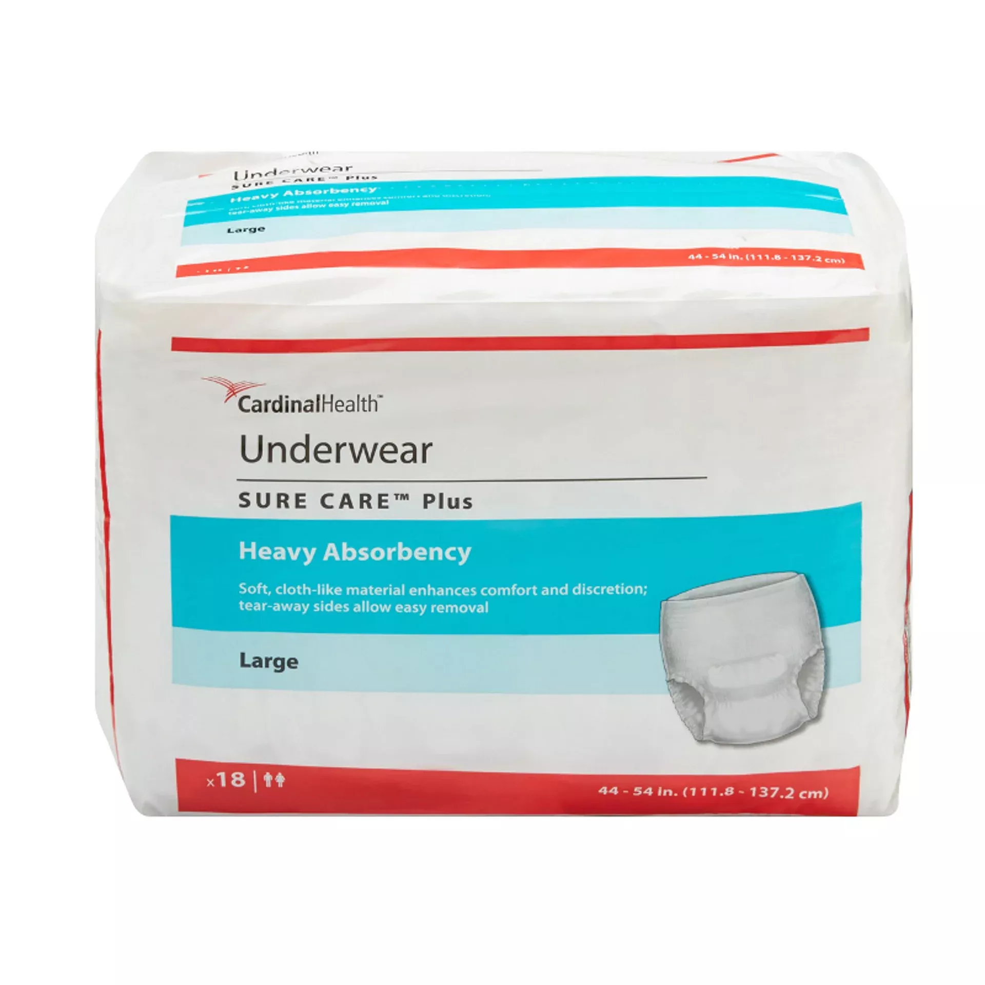 Cardinal Health, Underwear, Sure Care Plus, Large, 44" - 54"- Package of 18