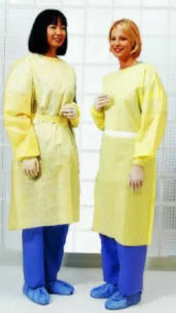 Cardinal Protective Procedure Gown One Size Fits Most Yellow NonSterile AAMI Level 3 Disposable - Case of 100 - AT6100-CS