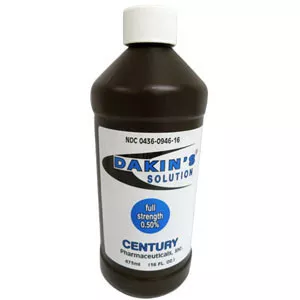Century Pharmaceuticals 0436-0946-16 - Wound Cleanser Dakin's Solution Full Strength 16 oz. Twist Cap Bottle NonSterile Antimicrobial
