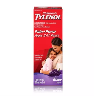 Children's Tylenol Oral Suspension Liquid, Grape Splash, 4 Fl Oz- 1 Each