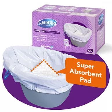 Cleanis, 7831738 - Carebag Oxo-Biodegradable Commode Liner with Super Absorbent Pad