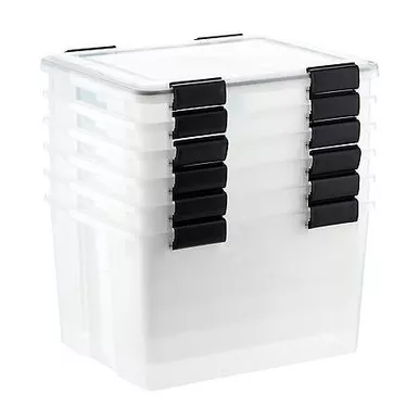 The Container Store 10065387 - Weathertight Tote with Lid, Clear, 46.6 qt.