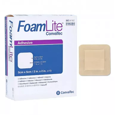 ConvaTec 421927 - Thin Foam Dressing FoamLite™ 2 X 2 Inch Square Silicone Adhesive with Border Sterile