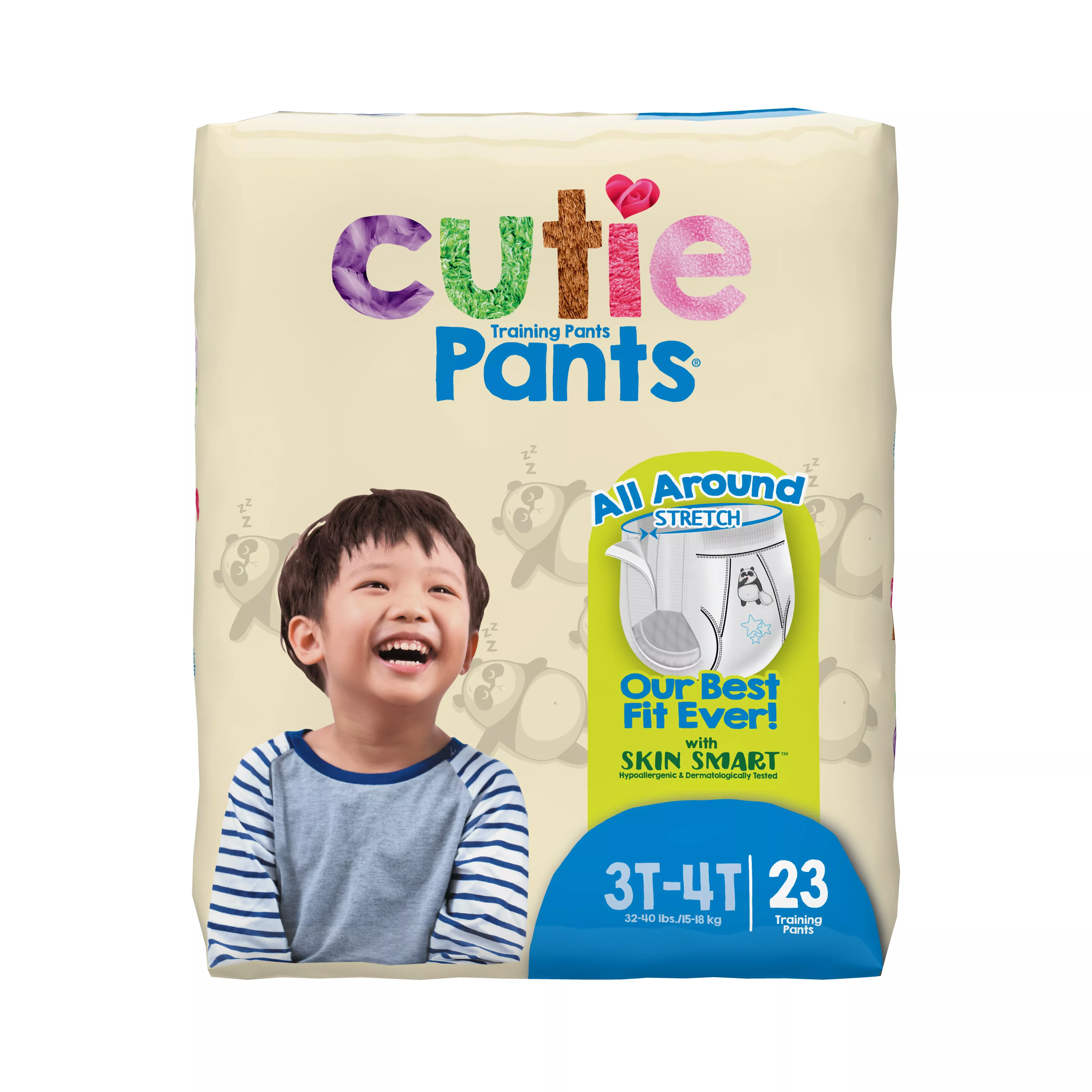 Cutie Pants for Boys Refastenable Training Pants, Hypoallergenic with Skin Smart, 3T-4T- Package of 23