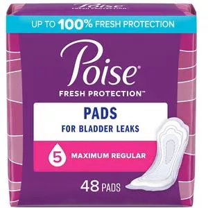 Depend Poise Ultrawidth Side Shields, Maximum, Super-absorbent, Discreet And Portable, 12.20" Long- Pack(age) of 48
