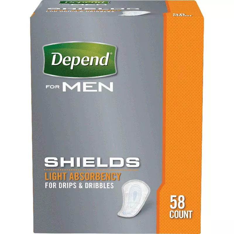 Depend Shields For Men Light Absorbency, One Size Fits Most- Pack(age) of 58