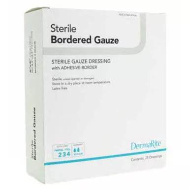 Dermarite 11480 - Adhesive Dressing DermaRite Bordered Gauze 4 X 8 Inch Gauze Rectangle White Sterile