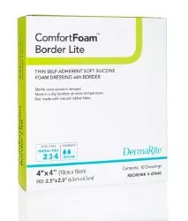 Dermarite 47440 - Thin Silicone Foam Dressing ComfortFoam™ Border Lite 4 X 4 Inch Square Silicone Adhesive with Border Sterile