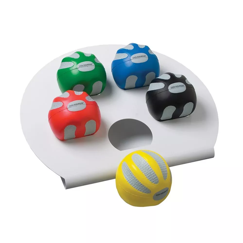 Digi-Squeeze Exercisers Digi-Squeeze (Set of 5) w/Stand, Medium, 3-1/5" diameter - 32742