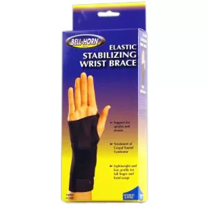 DJO 191M - Bell-Horn Elastic Stabilizing Right Wrist Brace, Medium, 6-1/2" - 7-1/2" Wrist Circumference, Black