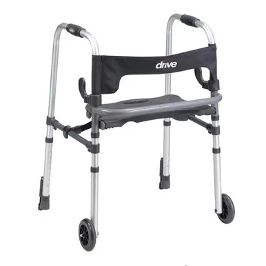 Drive Medical 10233 - Dual Release Folding Walker Adjustable Height Clever-Lite LS Aluminum Frame 300 lbs. Weight Capacity 29-1/2 to 39 Inch Height