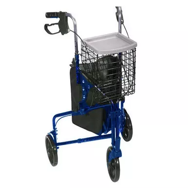 Drive Medical 10289BL - 3 Wheel Rollator drive™ Deluxe Flame Blue Adjustable Height / Folding Aluminum Frame