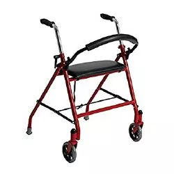 Drive Medical 1239RD - Dual Release Folding Walker with Wheels and Seat Adjustable Height drive™ Aluminum Frame 300 lbs. Weight Capacity 29 to 38 Inch Height