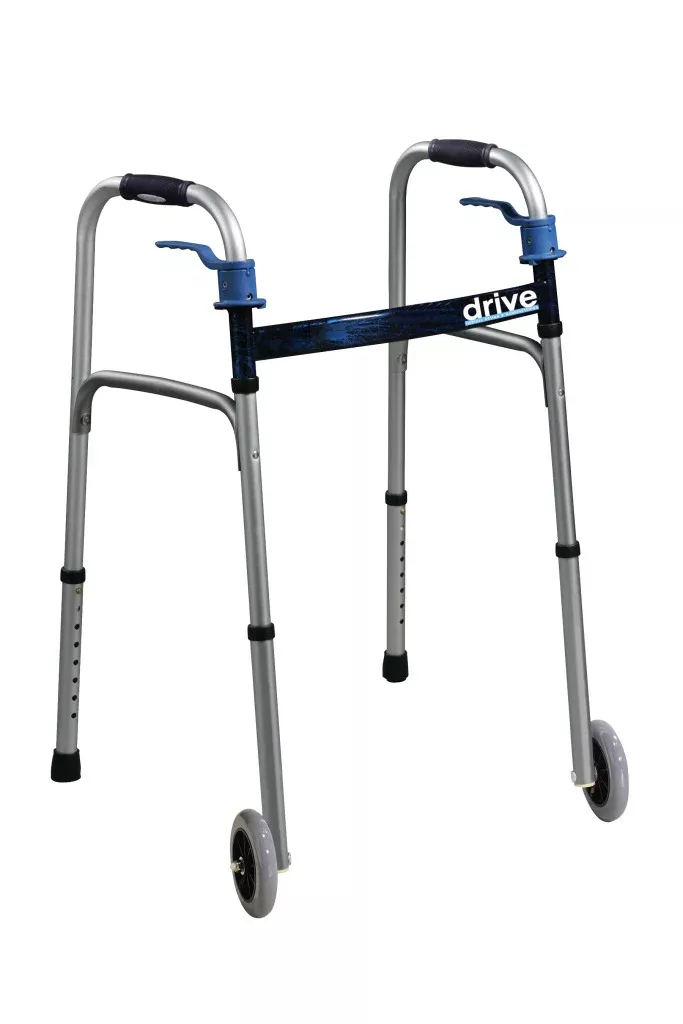Drive Medical Deluxe Trigger-Release Folding Walker Walker Wheels -10226-1
