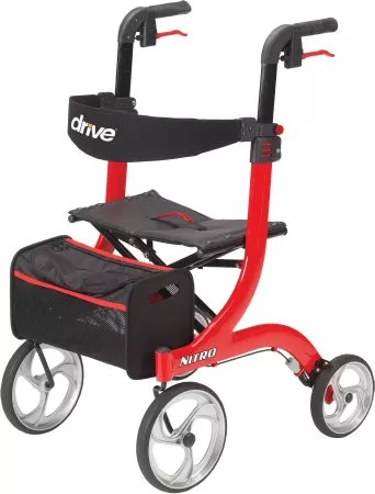 Drive Medical RTL10266BK - 4 Wheel Rollator drive™ Nitro Black Adjustable Height / Folding Aluminum Frame