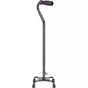 Drive Medical RTL10310 - Quad Cane with Small Base Black, Foam Rubber Grip