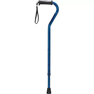Drive Medical RTL10372BC - Blue Crackle Design Offset Handle Cane with Gel Grip