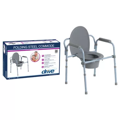 Drive Medical RTL11158KDR - Folding Steel Commode (RTL11158KDR)