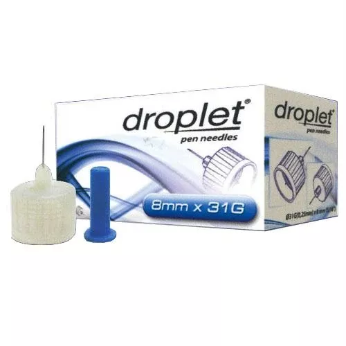 Droplet Pen Needle 31g (0.25mm) X 8mm (100 Count)- Box of 100
