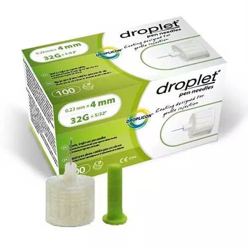 Droplet Pen Needle 32g (0.23mm) X 4mm (100 Count)- Box of 100