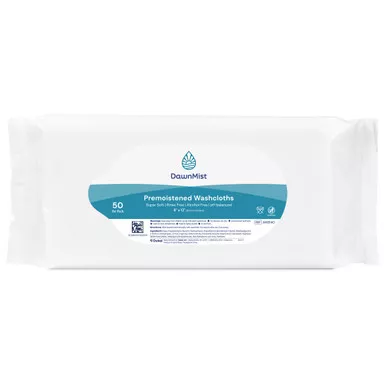 Dukal DawnMist Pre-Moistened Washcloths – Soft Pack with Peelable Lid, Scented, 8 x 12 in, Alcohol Free