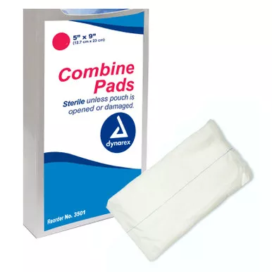 Dynarex 3501 - Abdominal Pad Dynarex Nonwoven Fluff 5 X 9 Inch Rectangle Sterile
