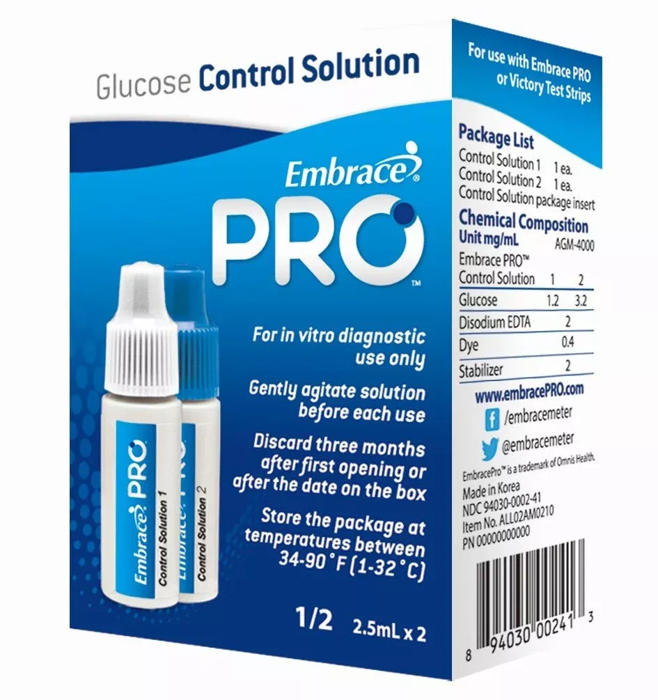EA/1 - Embrace PRO Glucose Control Solution, Normal-(L1); High (L2)Manufacturer #: ALL02AM0210