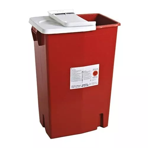 EA/1 - Multi-purpose Sharps Container SharpSafety, 1-Piece, 18 Gallon, Red Base with Hinged LidManufacturer #: 8998PG2