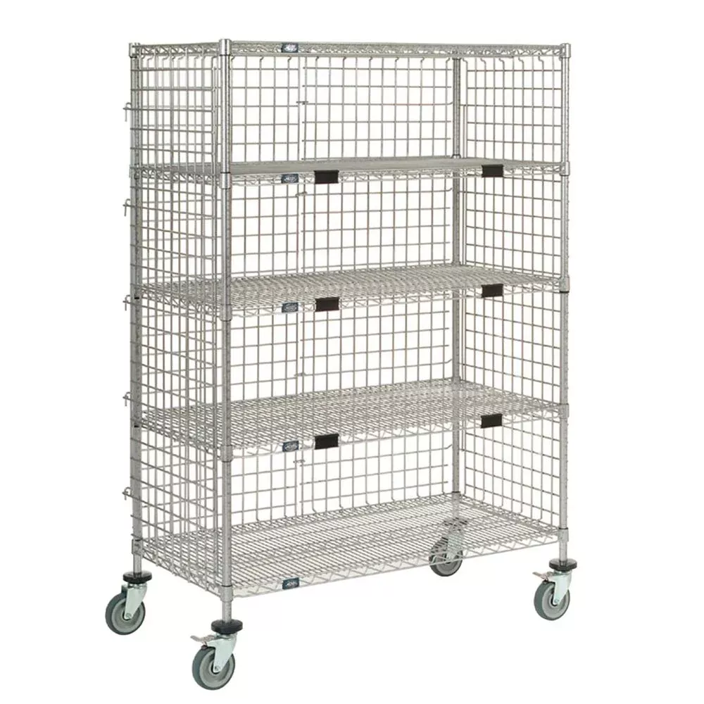 Enclosed Wire Shelf Carts Enclosed Wire Shelf Cart, 21"W x 48"D x 69"H - 938061