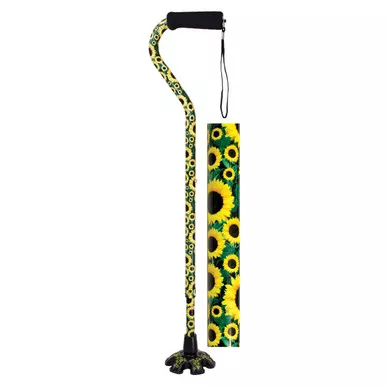 Essential Medical W1343F - Couture Offset Cane with Matching Tip, Sunflower