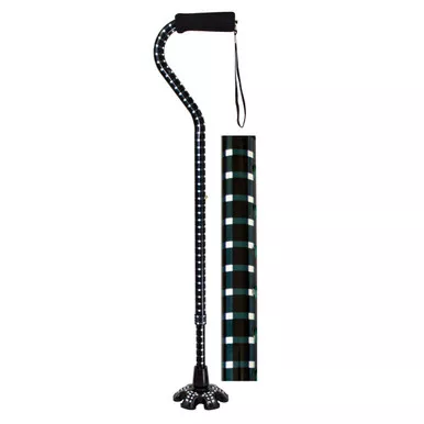 Essential Medical W1343H - Couture Offset Cane with Matching Tip, Hounds Tooth