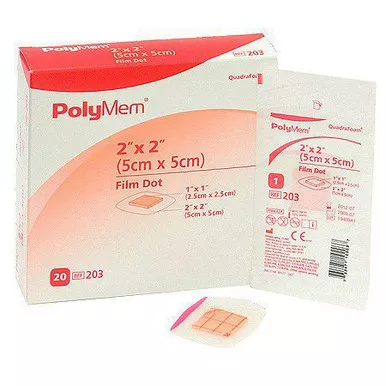 Ferris 203 - Foam Dressing PolyMem 2 X 2 Inch Square Adhesive with Border Sterile