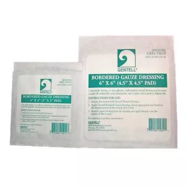 Gentell 15410 - Bordered Non-Sterile Gauze Dressing 4" x 4"