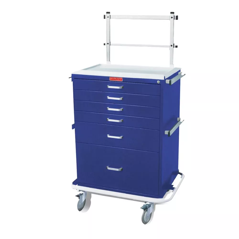 Harloff Classic Line Anesthesia Cart with 2-Tier Rail System Classic Anesthesia Cart w/2-Tier Rail, Teal - 926407/TEAL/NA