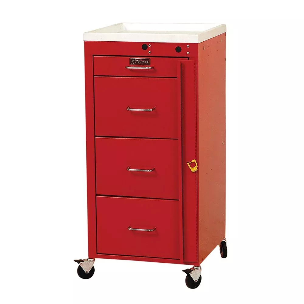Harloff Mini-Line 4-Drawer Basic Emergency Cart Mini 4-Drawer Basic ER Cart, Burgundy - 926535/BURG/NA