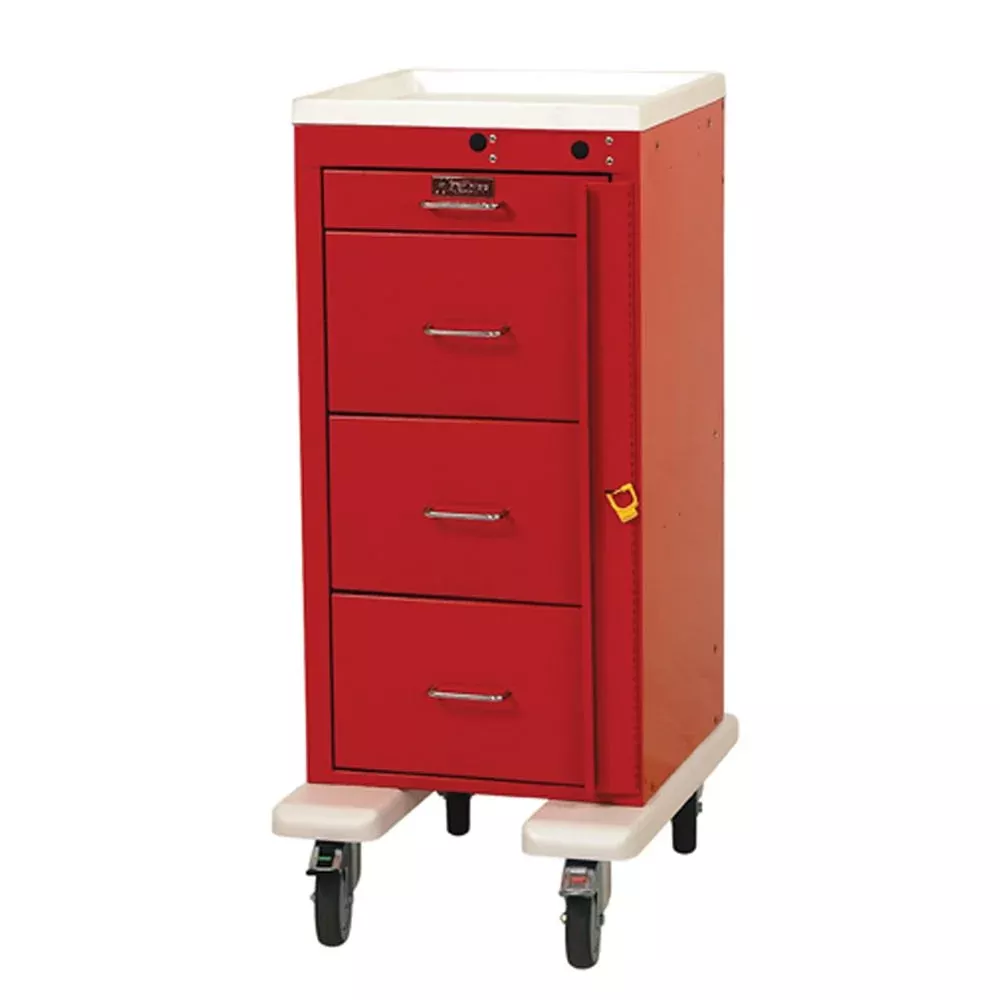 Harloff Mini-Line 4-Drawer Deluxe Emergency Cart Mini 4-Drawer Deluxe Cart w/Phlebotomy Pkg., Light Blue - 938799/LBLU/NA