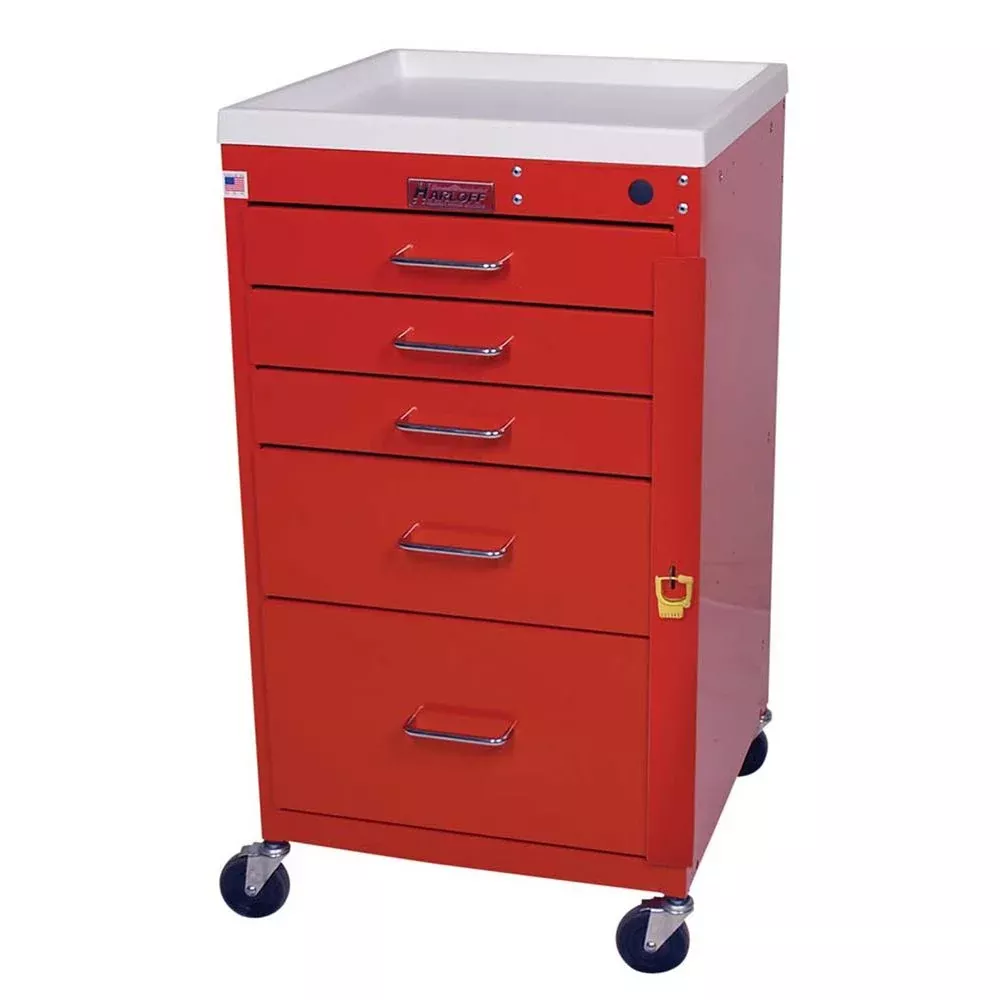 Harloff Mini-Line 5-Drawer Basic Emergency Cart Mini 5-Drawer Basic ER Cart w/ER Package, Hammer Grey - 938839/HMGY/NA