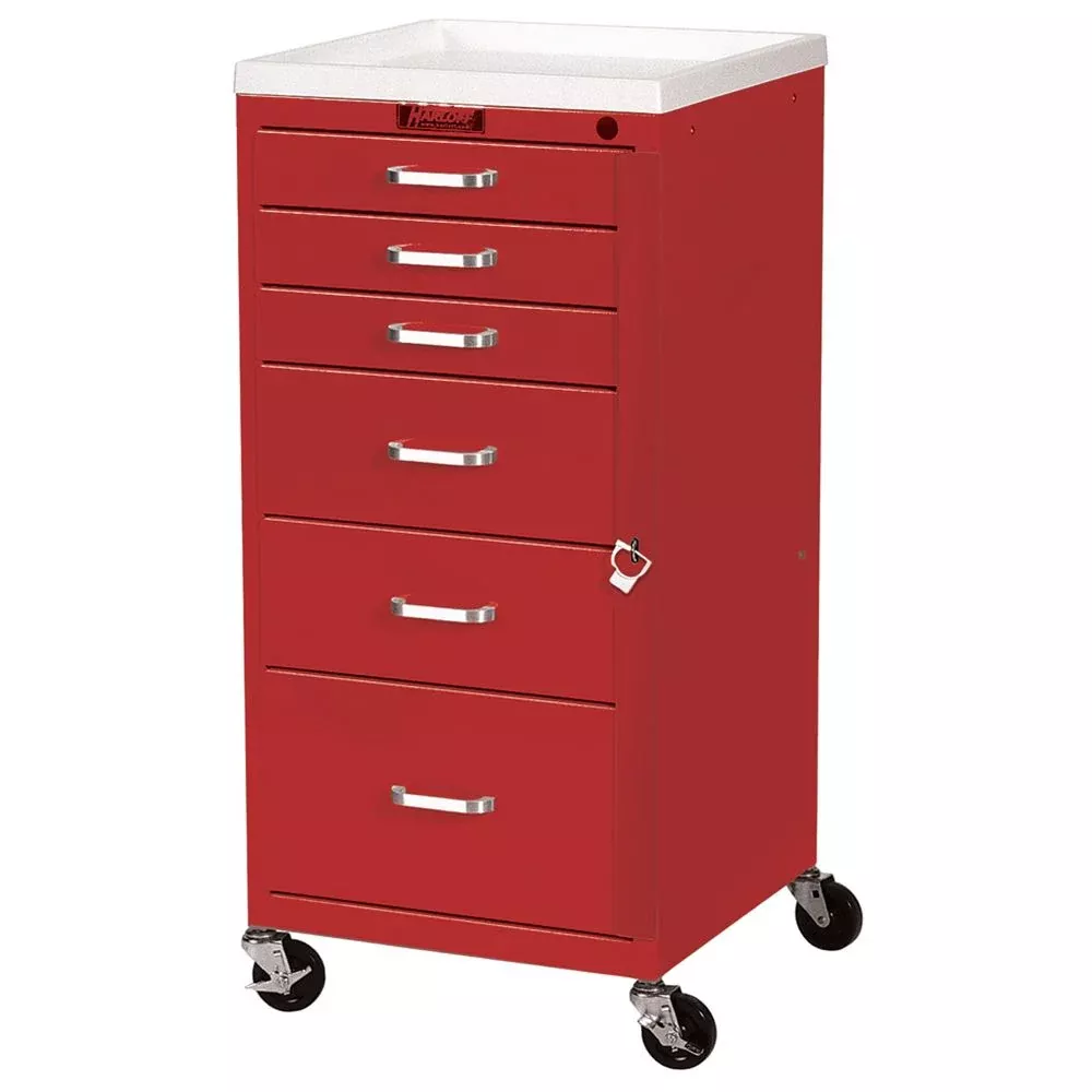 Harloff Mini-Line 6-Drawer Basic Emergency Cart Mini 6-Drawer Basic ER Cart w/ER Package, Mauve - 938828/MAU/NA