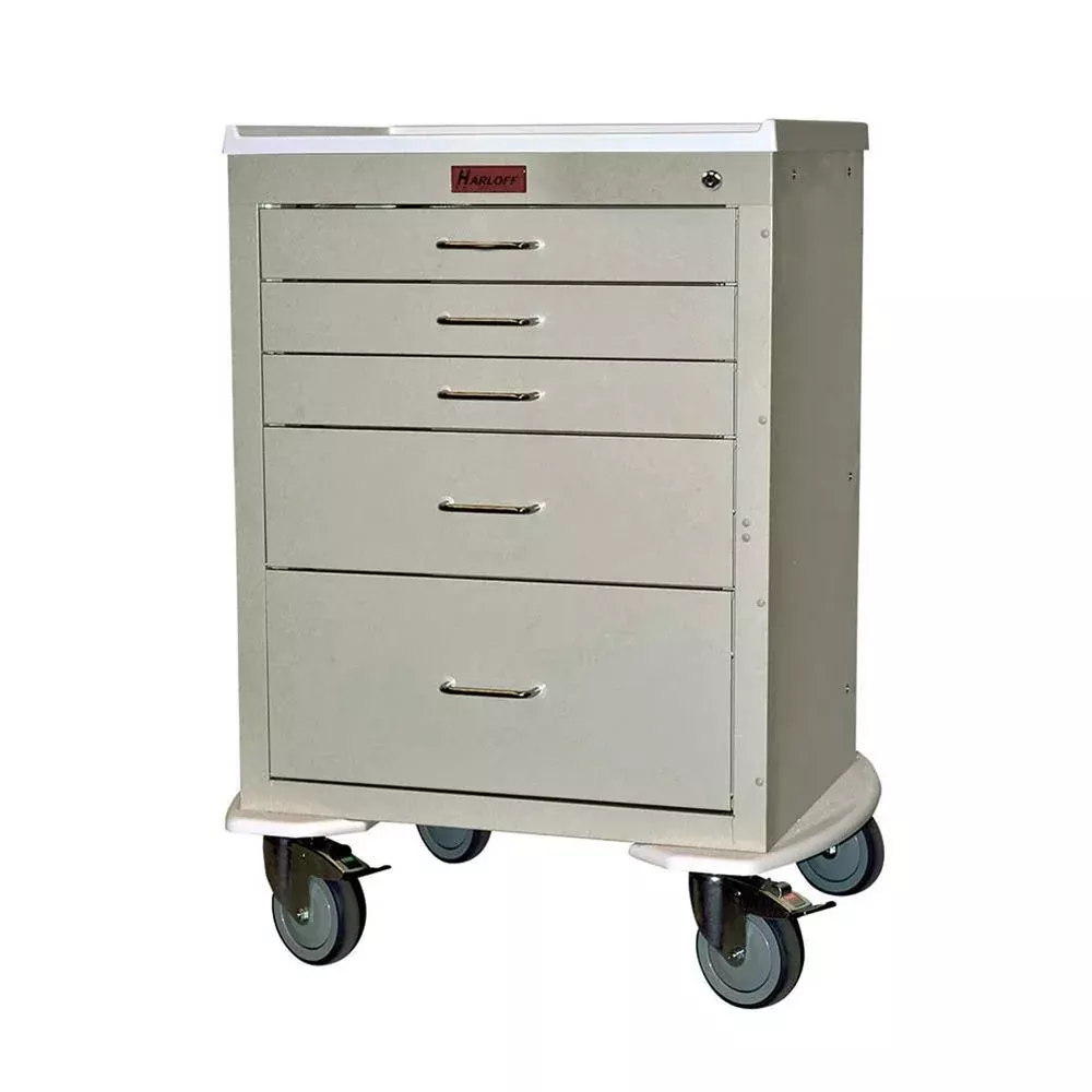 Harloff Mini24 5-Drawer Anesthesia Cart, Electronic Lock Mini24 5-Drawer Anesthesia Cart, Electronic Lock, Hammer Green - 938743/HMGN/NA
