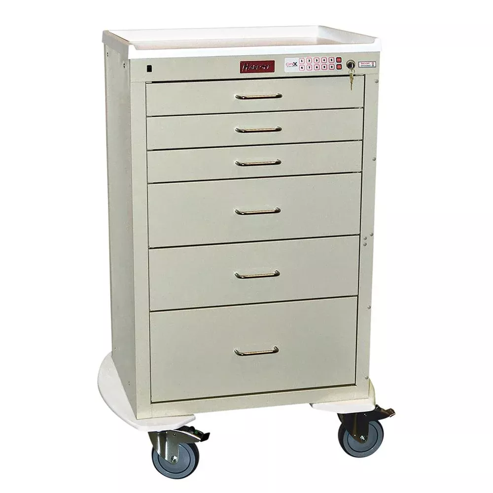 Harloff Mini24 6-Drawer Anesthesia Cart, Electronic Lock Mini24 6-Drawer Anesthesia Cart, Electronic Lock and Anesthesia Pkg, Light Grey - 938728/LGRY/NA