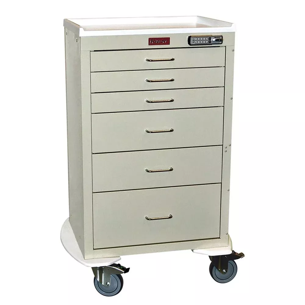 Harloff Mini24 6-Drawer Anesthesia Cart, Push-Button Lock Mini24 6-Drawer Anesthesia Cart, Push-Button Lock, Yellow - 938731/YEL/NA
