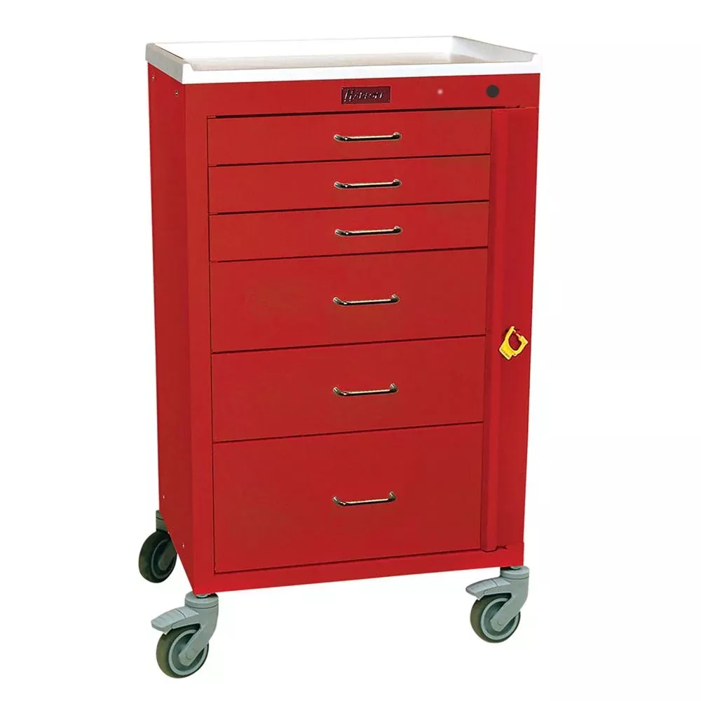 Harloff Mini24 6-Drawer Basic Emergency Cart Mini24 6-Drawer Basic ER Cart, Burgundy - 938762/BUR/NA
