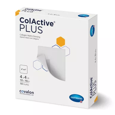 Hartmann 10180000 - Collagen Dressing ColActive Plus Without Border Collagen / Sodium Alginate / Carboxyl Methylcellulose (CMC) / Ethylenediamine-tetraacetic Acid (EDTA) 4 X 4 Inch 10 Count