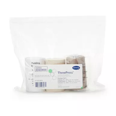 Hartmann 43420000 - 3 Layer Compression Bandage System ThreePress Multiple Sizes 35 to 40 mmHg Self-adherent Closure Tan / White NonSterile