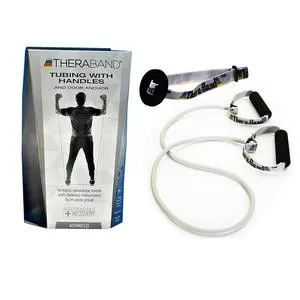 Hygenic 13081 - TheraBand Tubing with Soft Handles and Door Anchor, Advanced, Silver