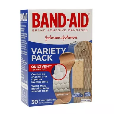 J&J 119057 - Band-Aid Variety Adhesive Bandages, Assorted, 30 ct