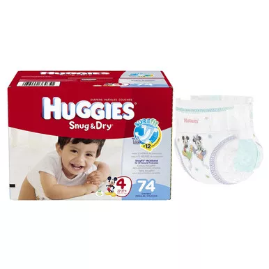 Kimberly Clark 49859 - HUGGIES Snug and Dry Diapers, Size 4, BIG Pack, 74 Count